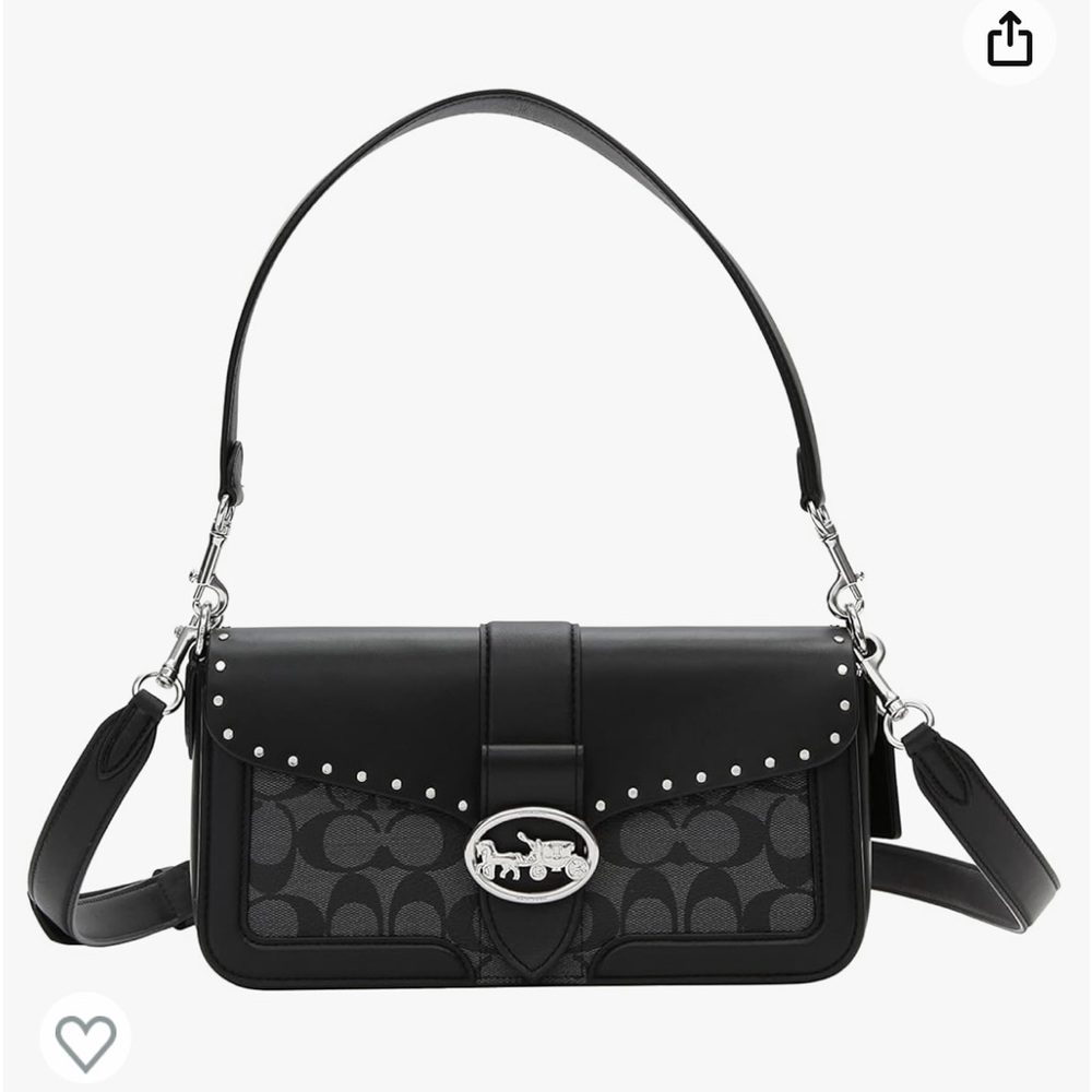 Women’s Coach Handbag. Graphite Black with rivets.